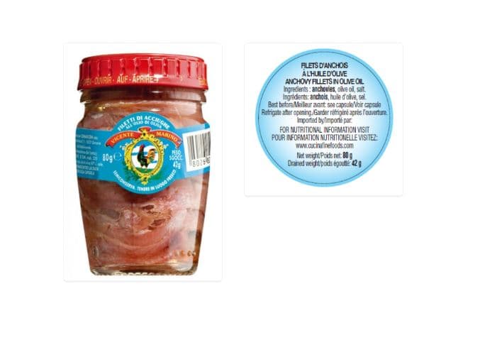 캐나다 전역 '빈센트 마리노 제품, 올리브 오일 멸치 필레' 리콜 실시