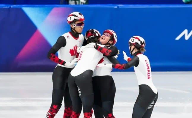 캐나다, 동계올림픽 쇼트트랙 혼성 계주서 은메달 획득