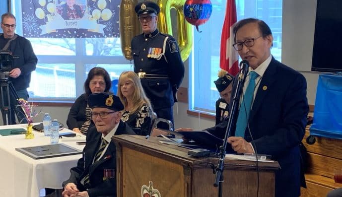 조성준 장관, 110세 캐나다 최고령 참전용사 생일 축하 행사 참석