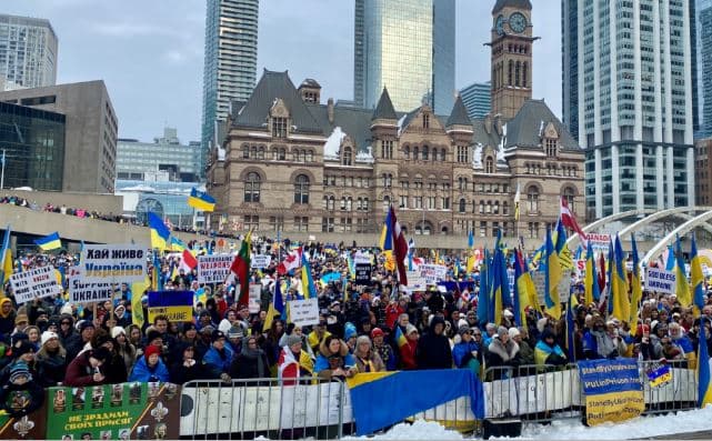우크라이나 전쟁 3주년 '토론토 대규모 평화 집회'