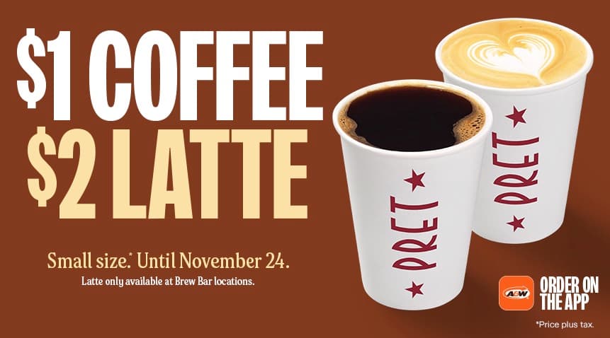 A&amp;W "따뜻한 프랫 커피 '1달러'에 맛보세요"