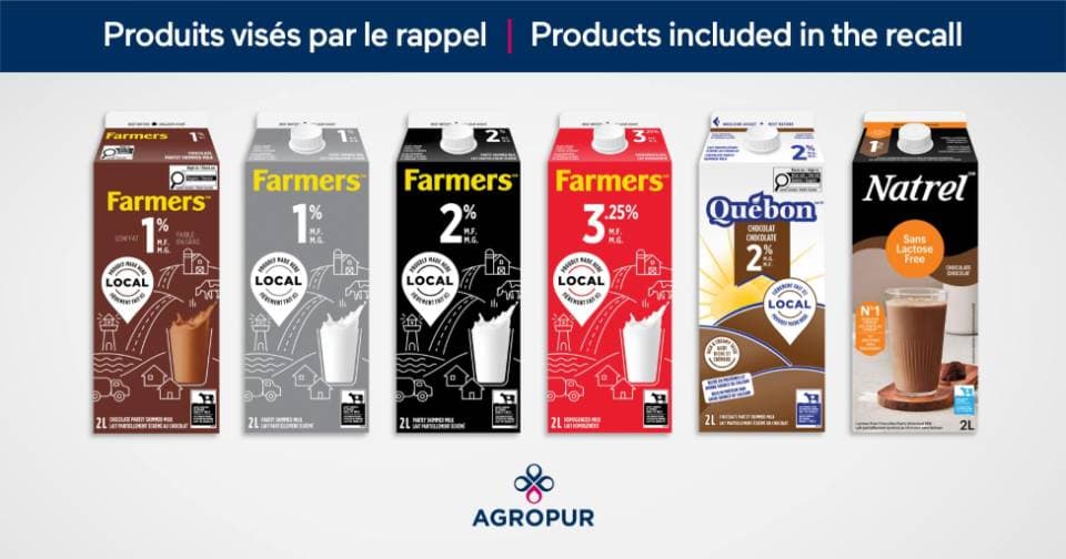 유리 조각 혼입 가능 … 캐나다 우유, 파머스·나트렐·퀘본 리콜